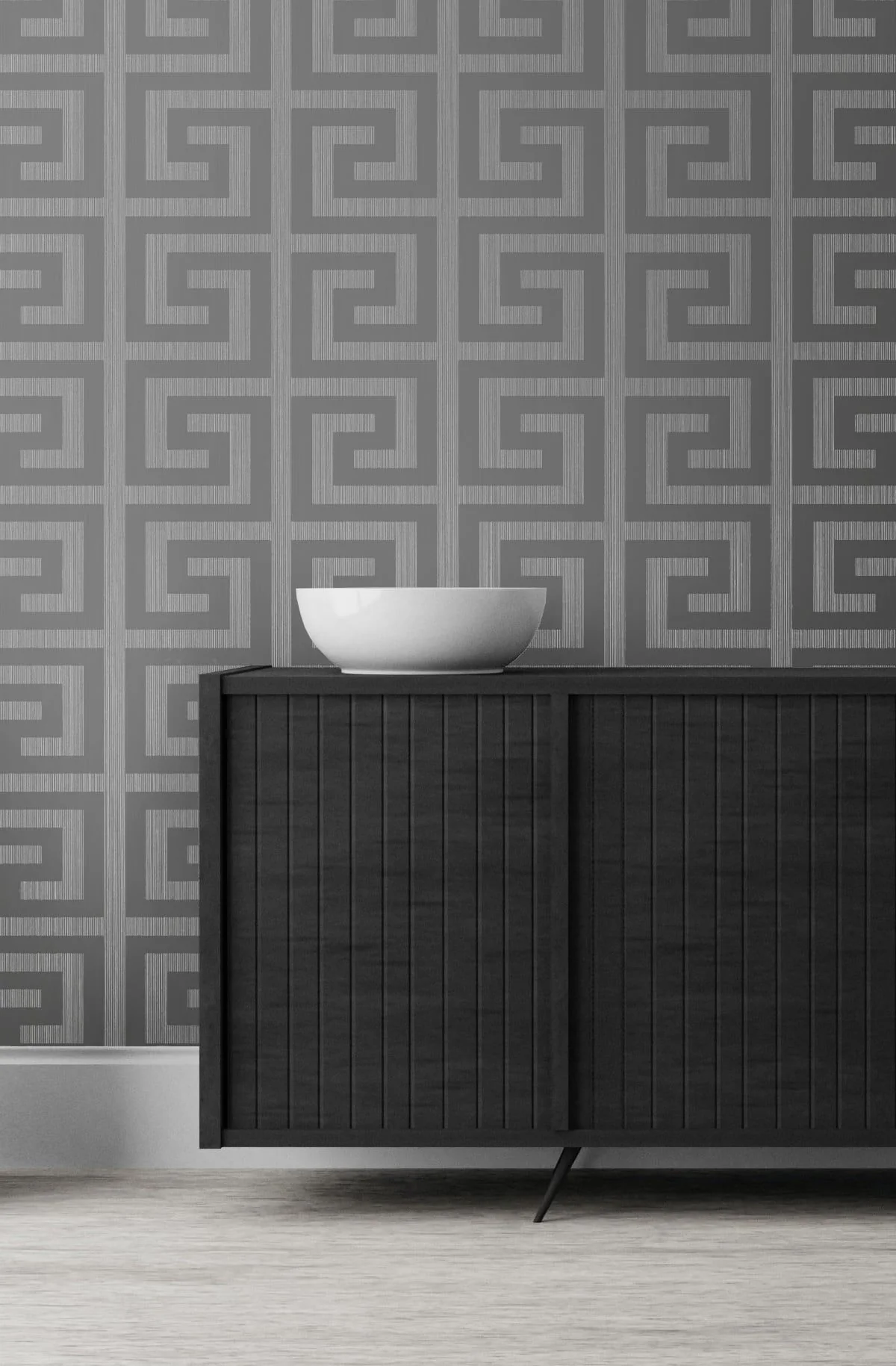 2232002 Greek Key Metallic Silver Earl Gray Wallpaper - Image 2