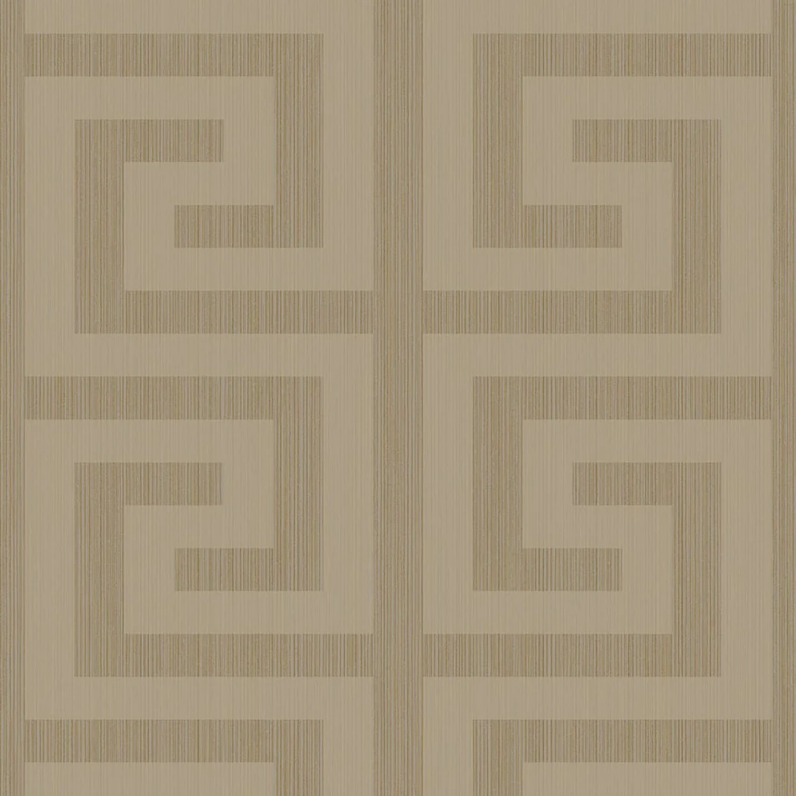 2232007 Greek Key Khaki Metallic Champagne Wallpaper