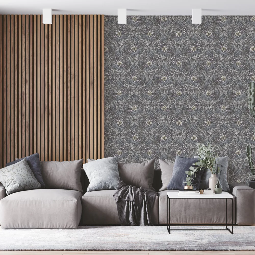 Lb25100 Floral Victorian Pattern with Stylized Leaves and Bellflowers Wallpaper - Image 2