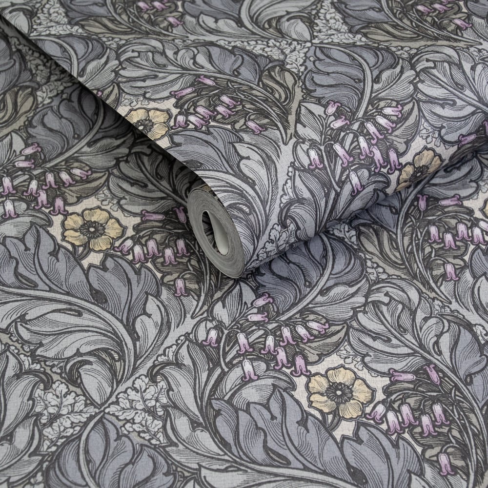 Lb25100 Floral Victorian Pattern with Stylized Leaves and Bellflowers Wallpaper - Image 3