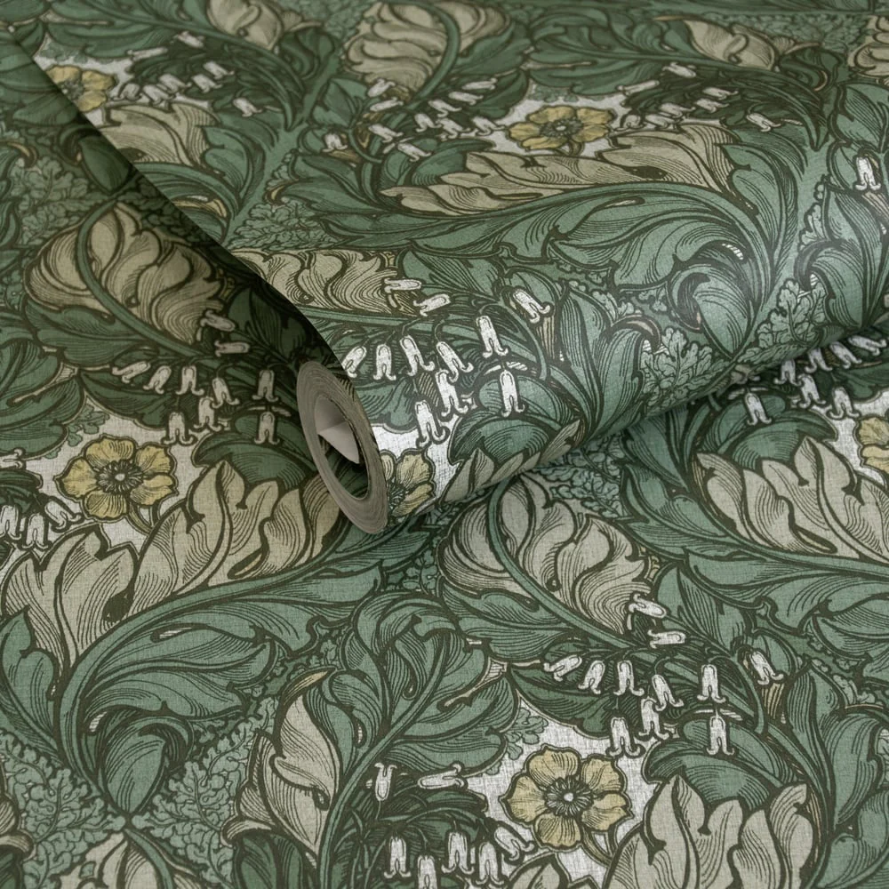 Lb25103 Floral Victorian Pattern with Stylized Leaves and Bellflowers Wallpaper - Image 2