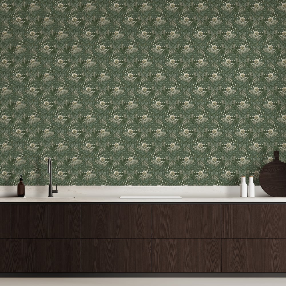 Lb25103 Floral Victorian Pattern with Stylized Leaves and Bellflowers Wallpaper - Image 3