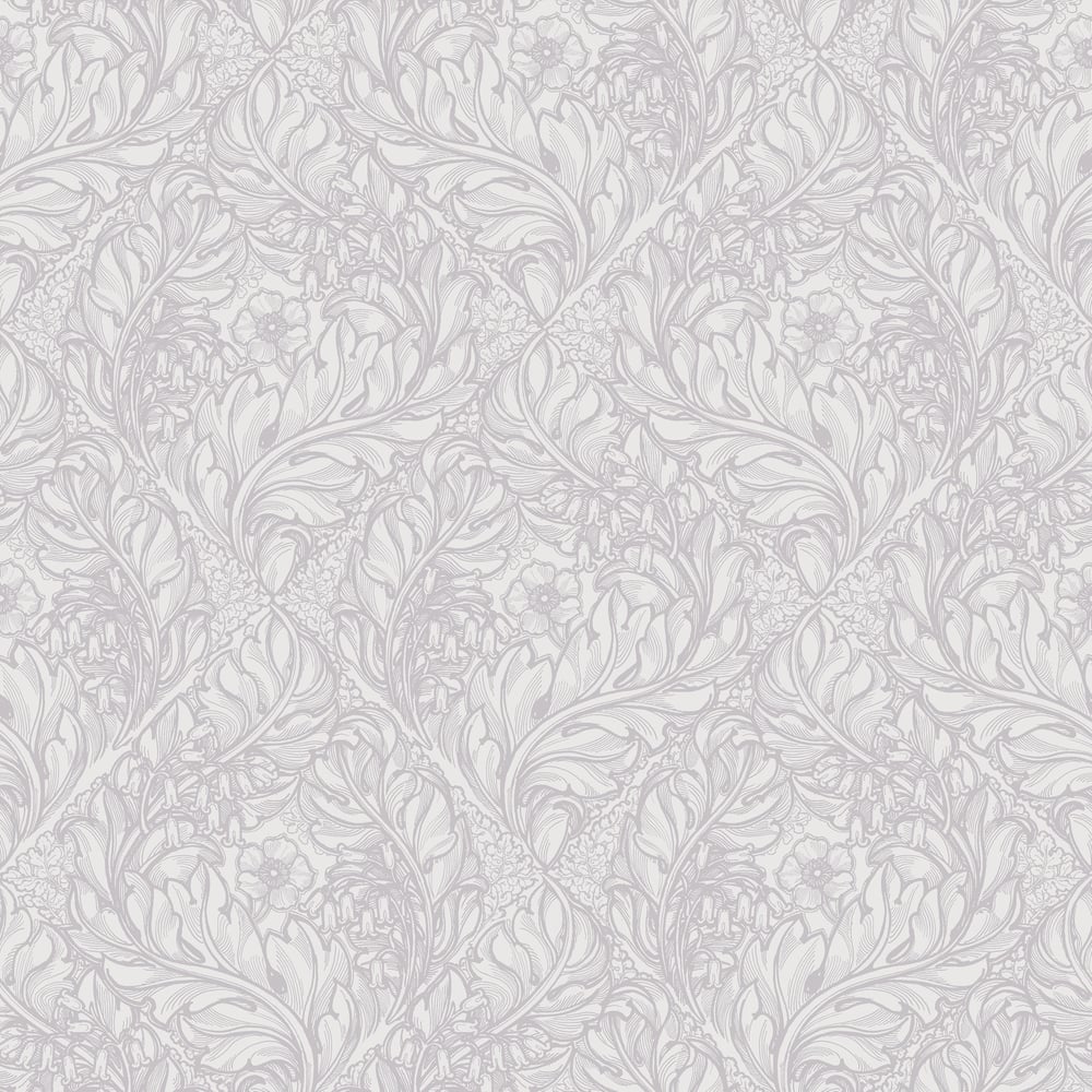 Lb25104 Floral Victorian Pattern with Stylized Leaves and Bellflowers Wallpaper