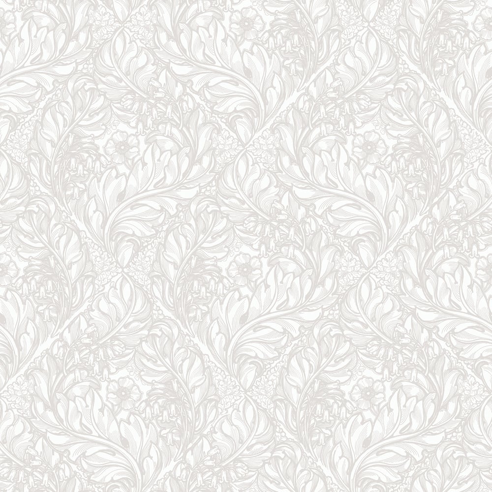 Lb25106 Floral Victorian Pattern with Stylized Leaves and Bellflowers Wallpaper