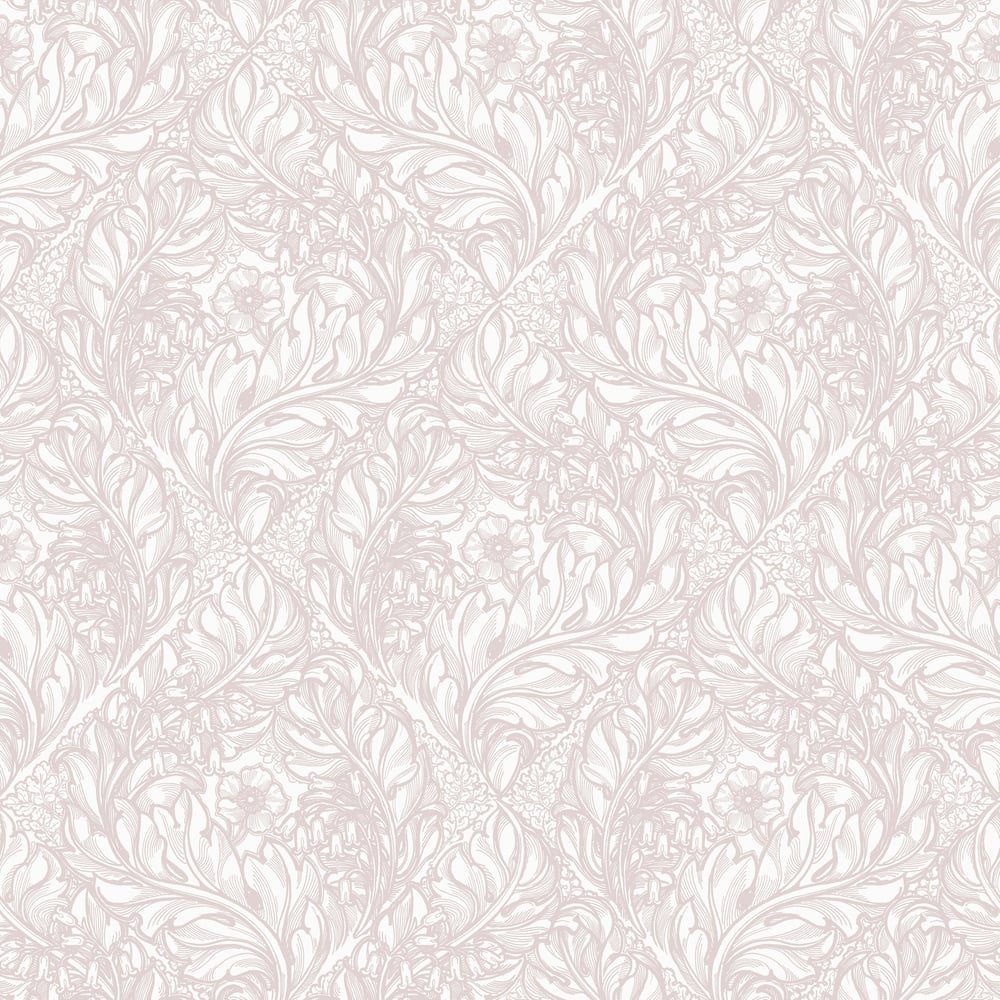 Lb25107 Floral Victorian Pattern with Stylized Leaves and Bellflowers Wallpaper