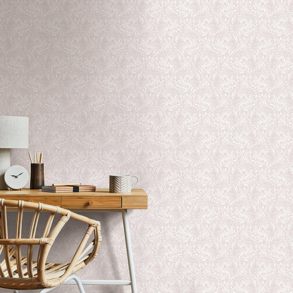 Lb25107 Floral Victorian Pattern with Stylized Leaves and Bellflowers Wallpaper - Image 3