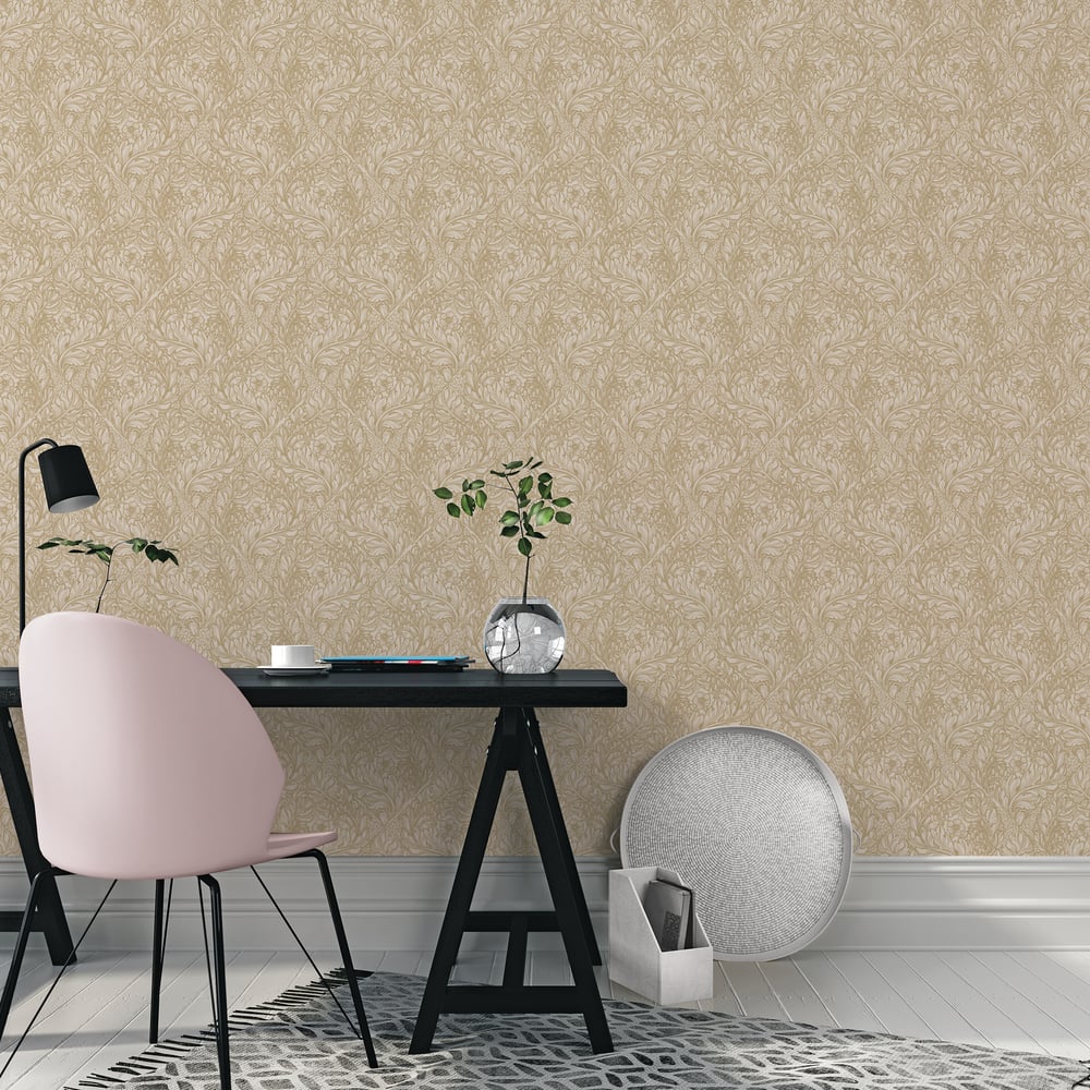 Lb25110 Floral Victorian Pattern with Stylized Leaves and Bellflowers Wallpaper - Image 3