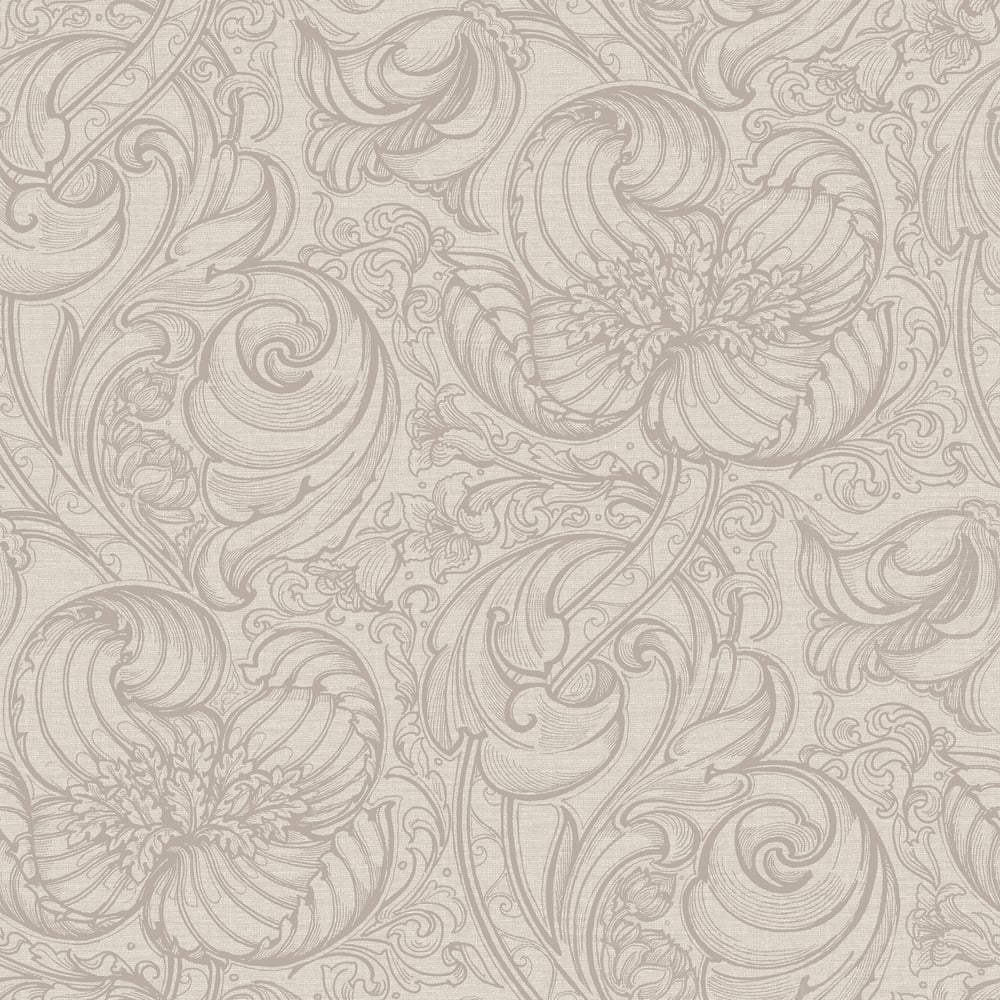 Lb25112 Vintage Floral Line Art Pattern Leaves Wallpaper