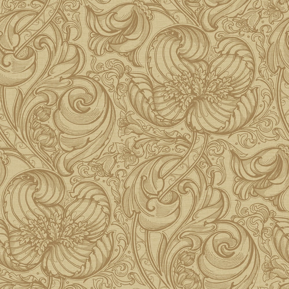 Lb25113 Vintage Floral Line Art Pattern Leaves Wallpaper