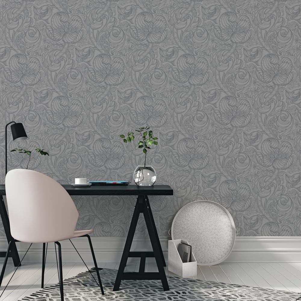Lb25114 Vintage Floral Line Art Pattern Leaves Wallpaper - Image 3