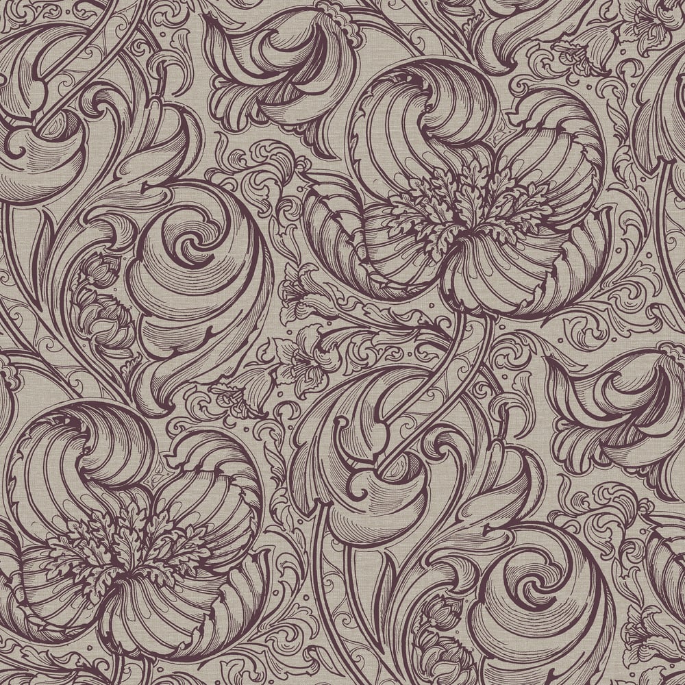 Lb25115 Vintage Floral Line Art Pattern Leaves Wallpaper