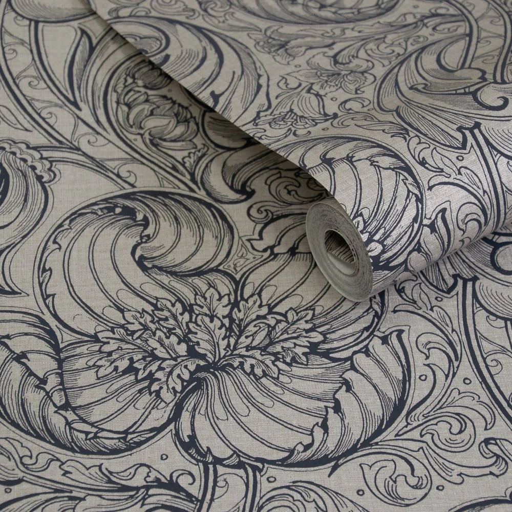 Lb25116 Vintage Floral Line Art Pattern Leaves Wallpaper - Image 2