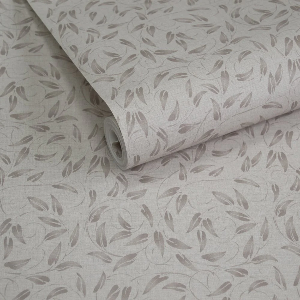 Lb25155 Leaf Swirl Pattern Neutral Tones Wallpaper - Image 2