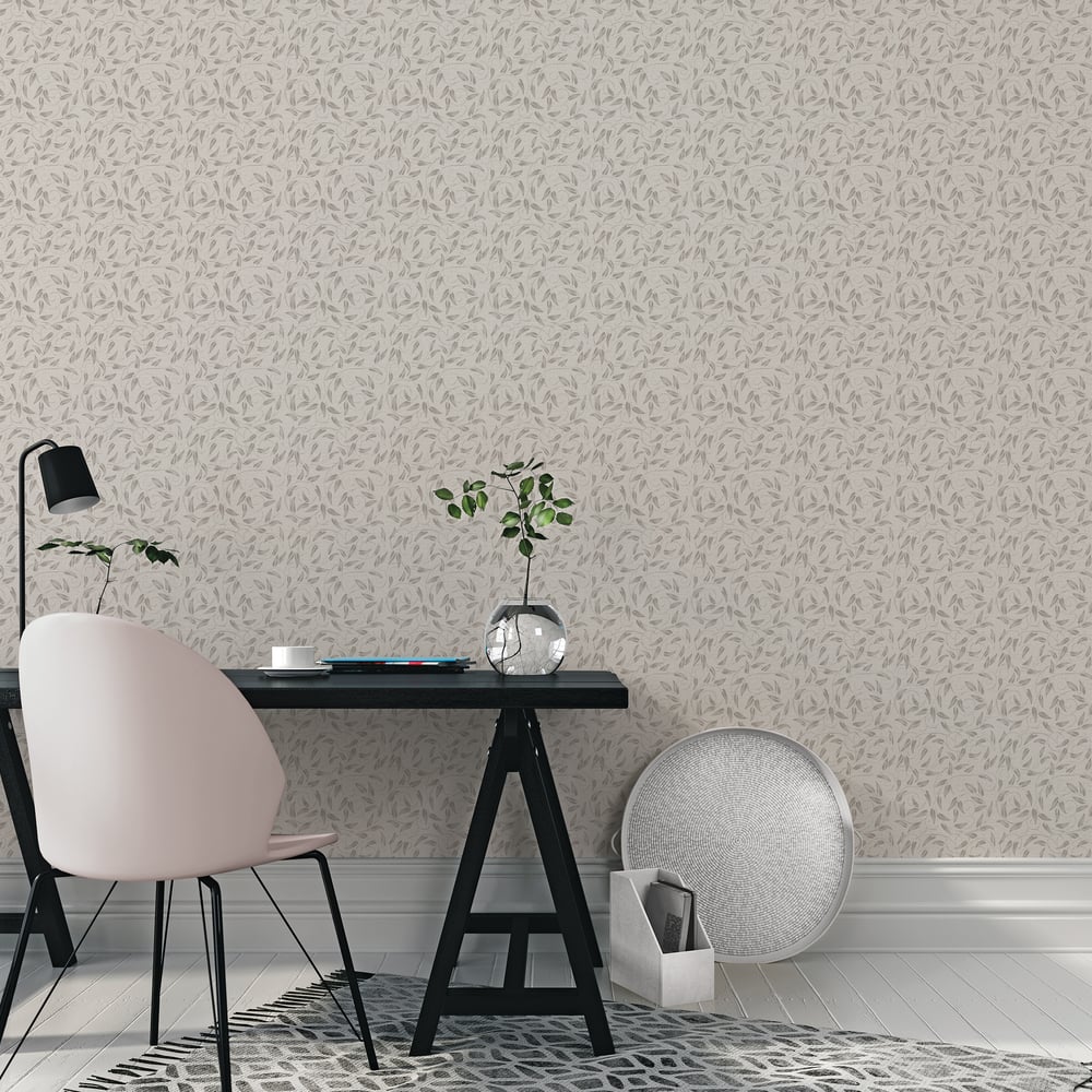 Lb25155 Leaf Swirl Pattern Neutral Tones Wallpaper - Image 3