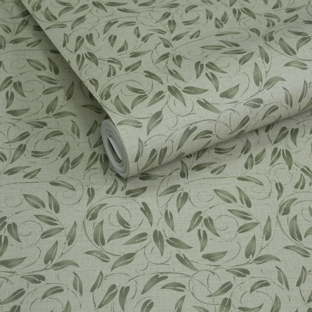 Lb25157 Leaf Swirl Pattern Neutral Tones Wallpaper - Image 2