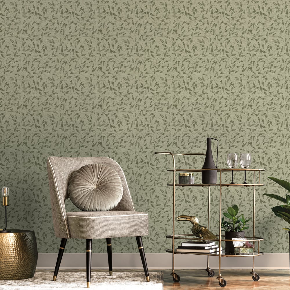 Lb25157 Leaf Swirl Pattern Neutral Tones Wallpaper - Image 3
