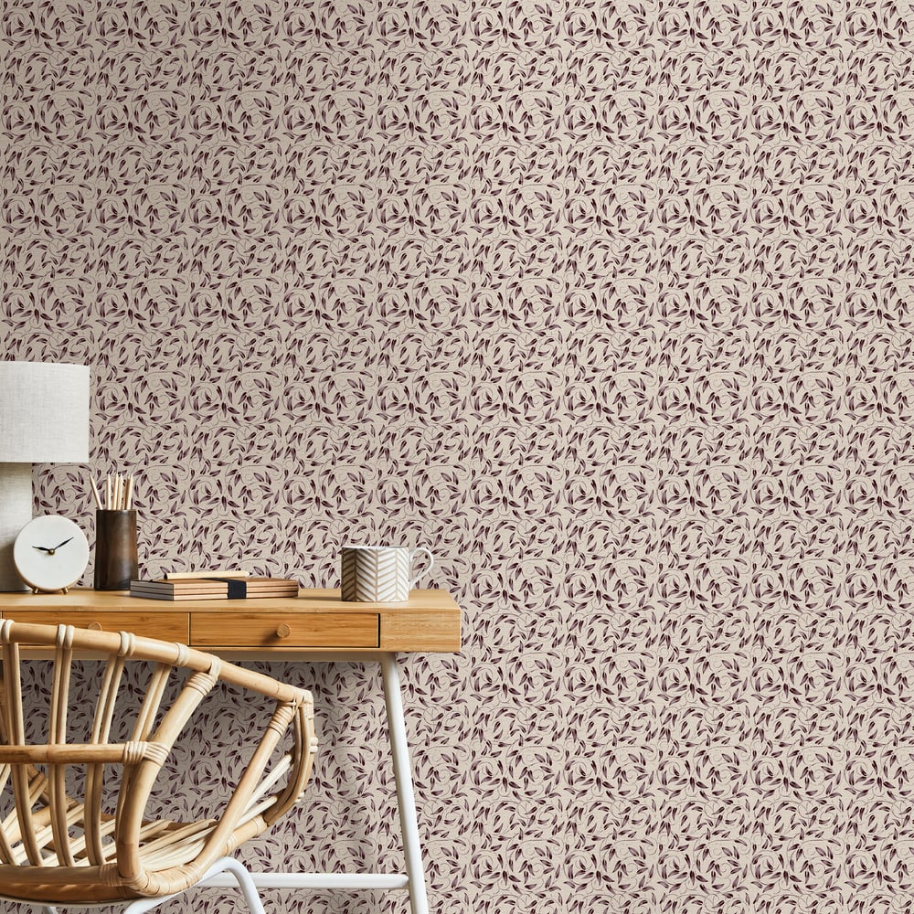 Lb25162 Leaf Swirl Pattern Neutral Tones Wallpaper - Image 3