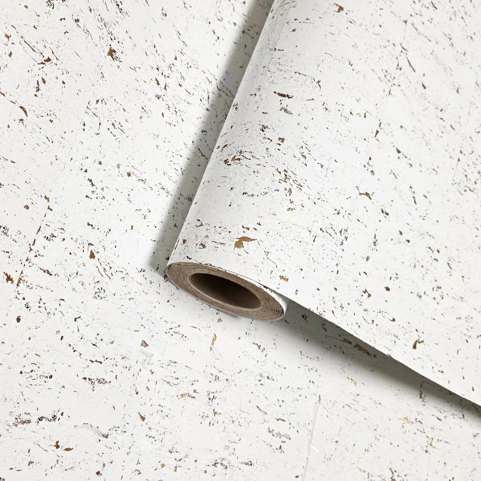 WM012KCG Real natural cork textured matte white gold metallic foil modern eco Wallpaper - Image 9