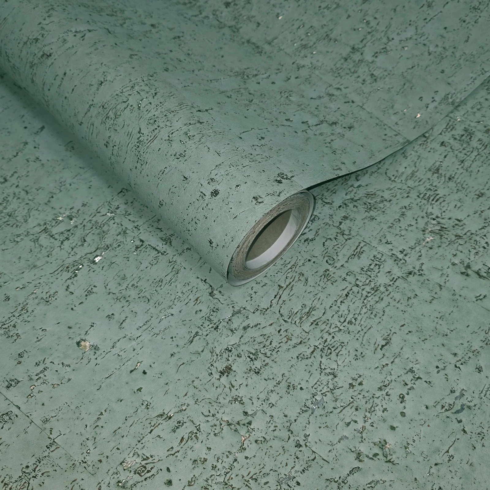 WM017KCS Real natural cork matte mint green silver metallic textured eco modern Wallpaper - Image 11