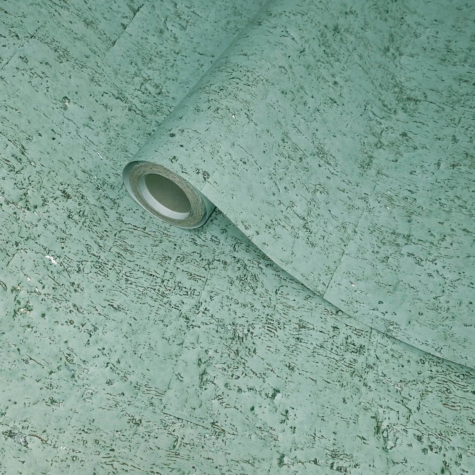 WM017KCS Real natural cork matte mint green silver metallic textured eco modern Wallpaper - Image 5