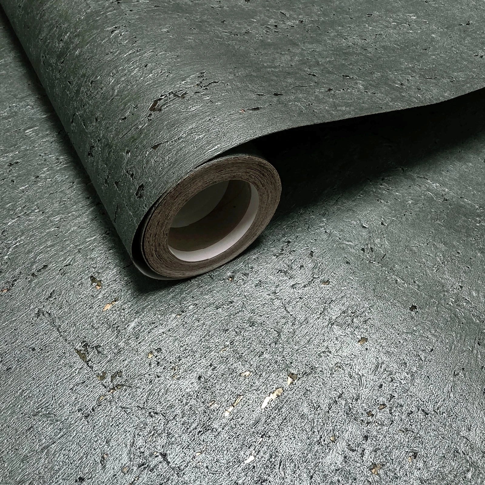 WM047KCG Real Natural cork moss green - gray metallic gold foil textured modern Wallpaper - Image 3