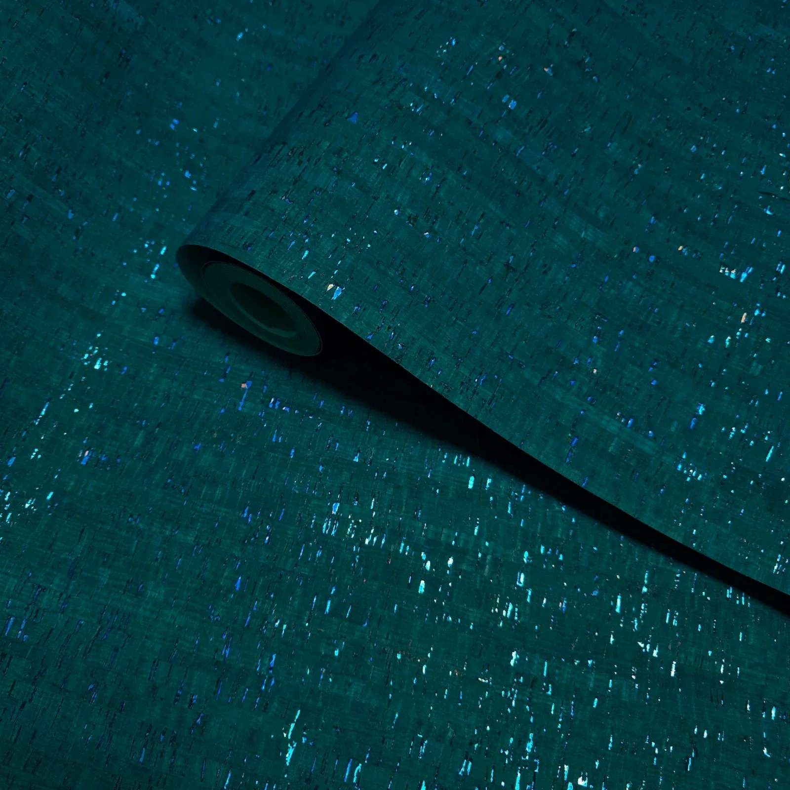 WM100012SMC Real natural cork teal green on metallic foil striped textured modern Wallpaper - Image 11