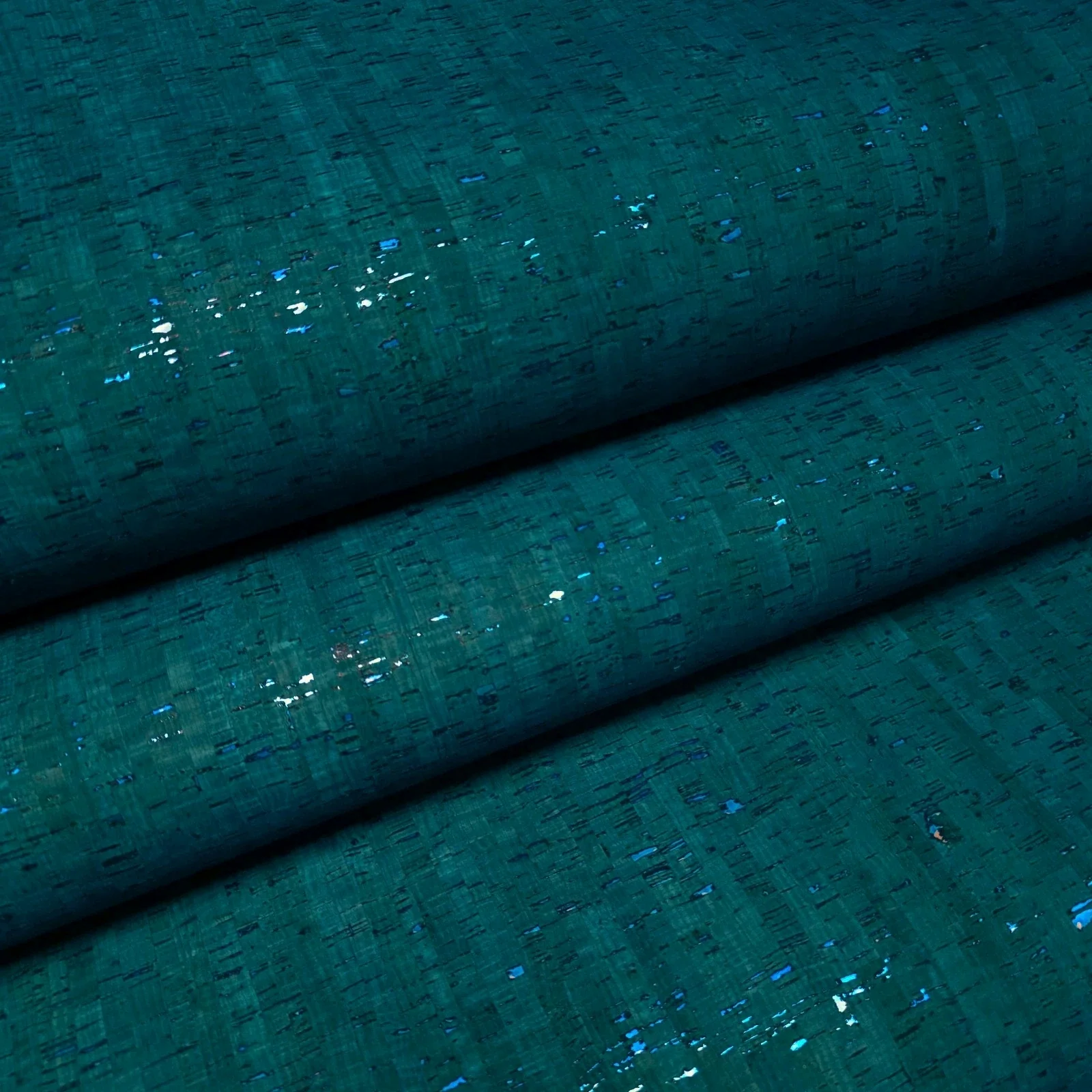 WM100012SMC Real natural cork teal green on metallic foil striped textured modern Wallpaper - Image 9