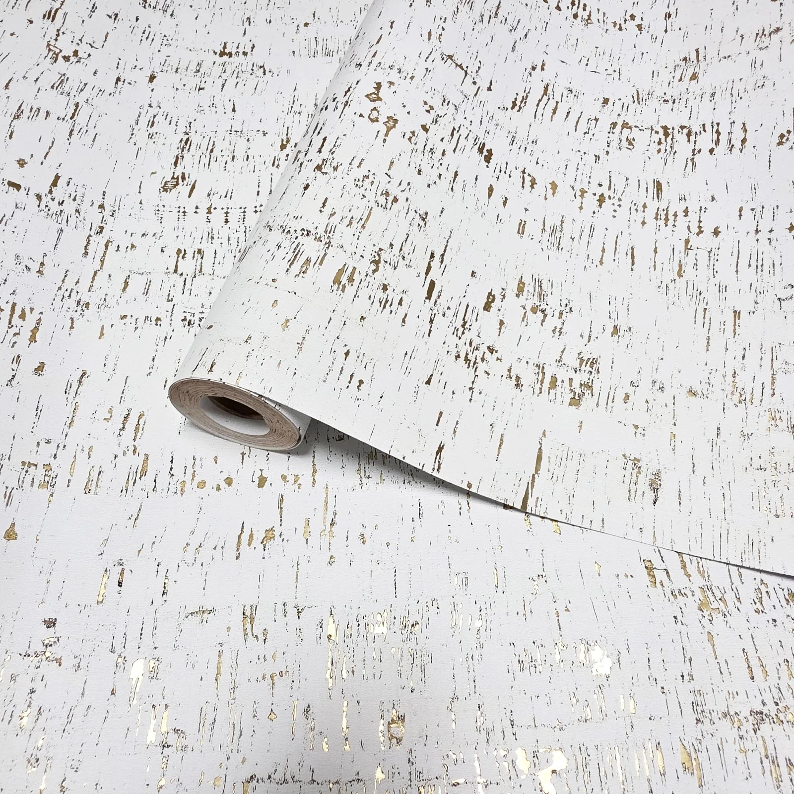 WM100101SMC Enchanced natural cork matte white gold metallic foil birch textured Wallpaper - Image 13