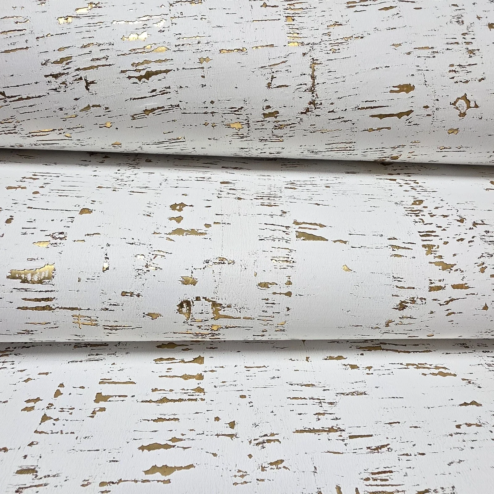 WM100101SMC Enchanced natural cork matte white gold metallic foil birch textured Wallpaper - Image 8