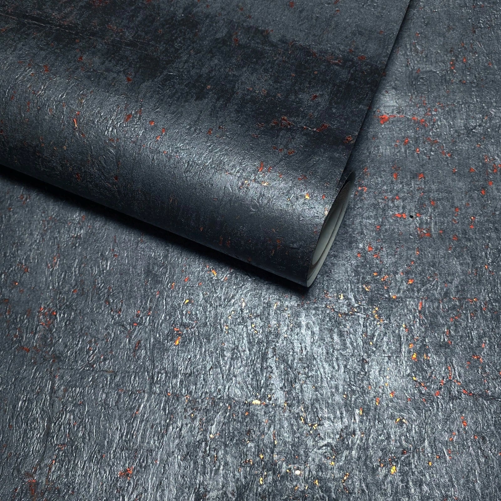 WM869KCC Real Natural cork Dark Gray platinum copper metallic foil textured eco Wallpaper - Image 3